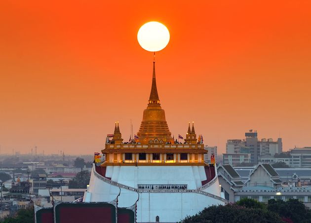 Sunset Wat Saket Golden Mount Temple Bangkok