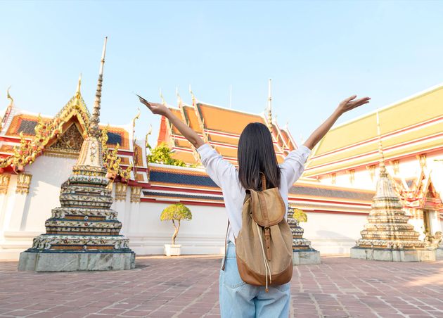 Beautiful Tourist Woman Vacation Sightseeing Exploring Bangkok