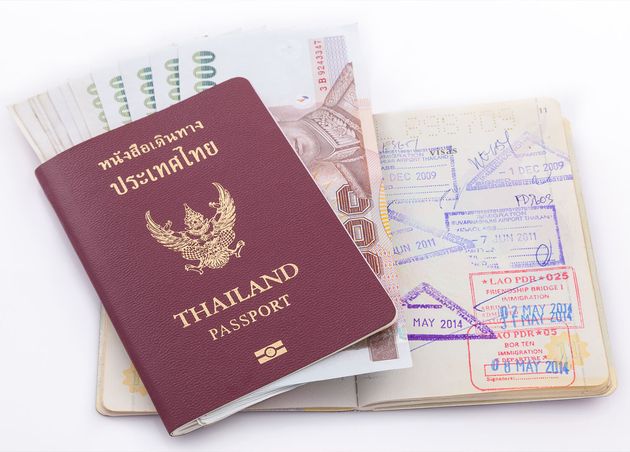 Thailand Passport Thai Money Travel Isolated White Background