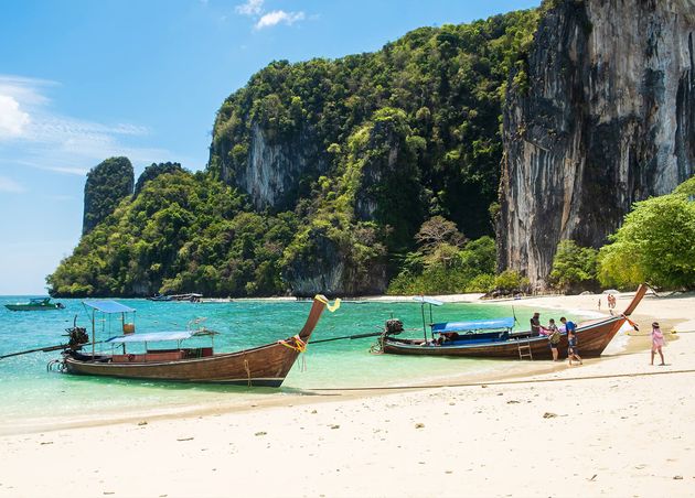 Longtail Boat Hong Island Krabi Thailand Landmark Destination Southeast Asia Travel Vacation Holiday Concept