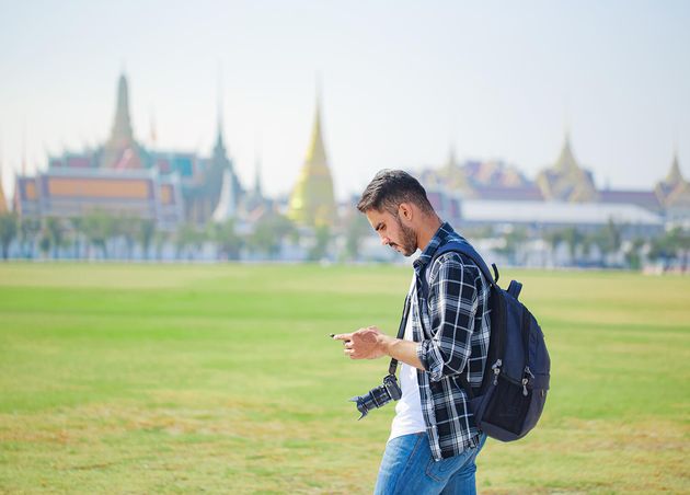 Male Tourist Walking Bangkok Thailand