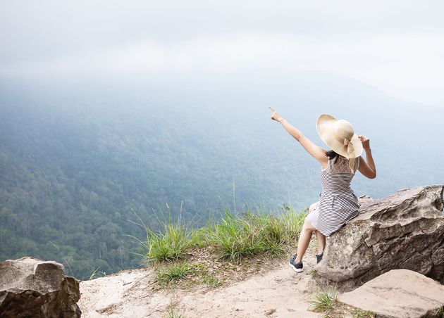 Cute Girl Is Traveling High Mountain Khao Yai National Park Thailand