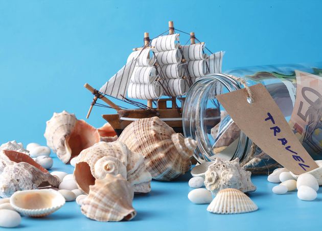 Toy Ship Money Jar Seashells