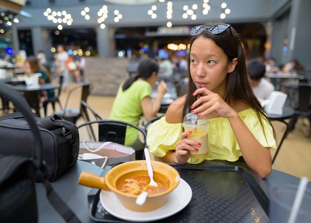Young Beautiful Tourist Woman Exploring City Bangkok