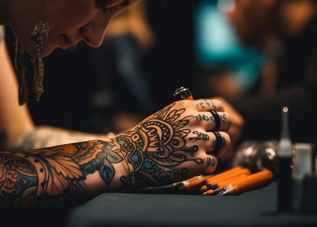 Young Adult Artist Tattooing with Creativity Skill Generated by Ai