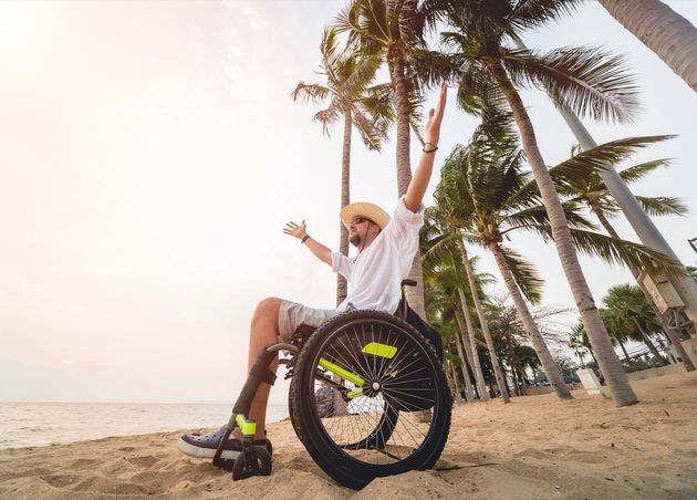 Disabled Man Wheelchair Beach