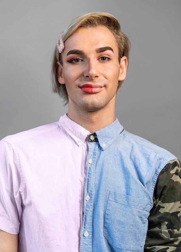 Transgender Man Wearing Make up Half His Face