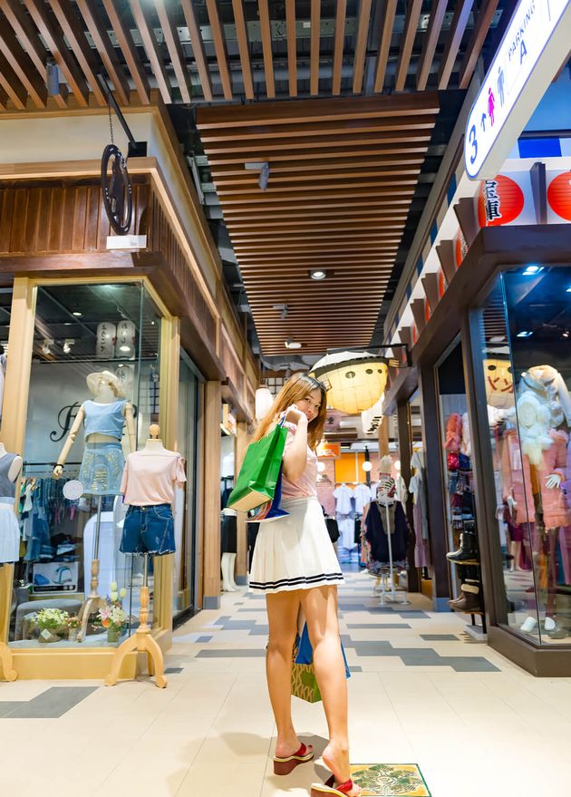 Asian Hippie Girl Shopping Department Storehappy Woman with Shopping Bags Hand Shopping Mallthailand Peopleladies like Buy Best