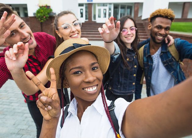 Students Posing Selfie Outside