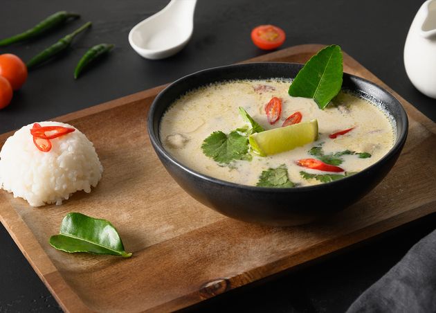Asian Tom Kha Gai Soup Spicy Coconut with Chicken Cherry Tomato