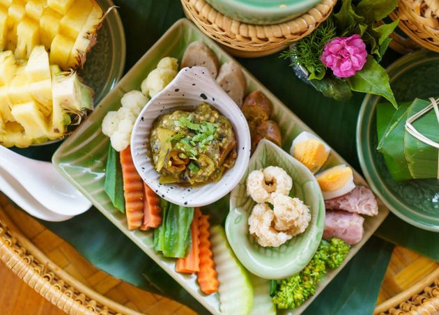 Local Tradition Northern Thai Style Food Kan Tok Mix Thai Cuisine Full Set Food Variety North Eastern Thai Dishesthai Food Concept