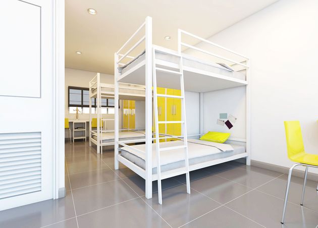 Hostel Dormitory Beds Arranged Room