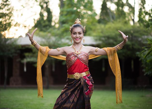 Beautiful Woman Wearing Typical Thai Dress