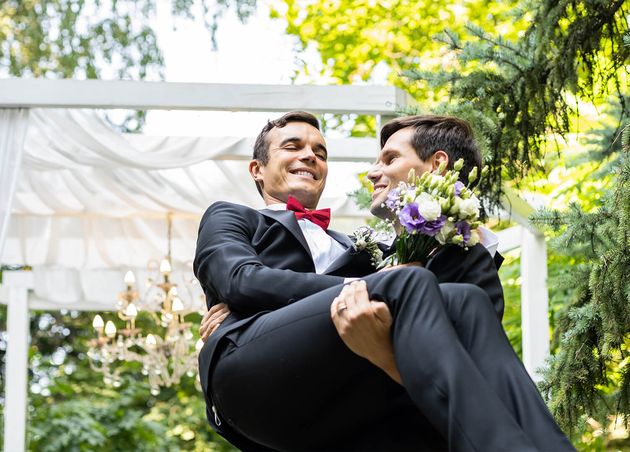 Homosexual Couple Celebrating Their Own Wedding Lbgt Couple Wedding Ceremony Concepts about Inclusiveness Lgbtq Community Social Equity