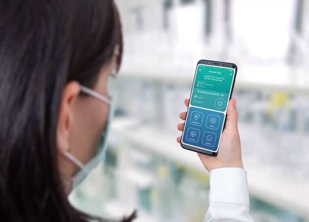 Coronavirus Positive Test Smart Phone App Infectious Disease Specialist Hand