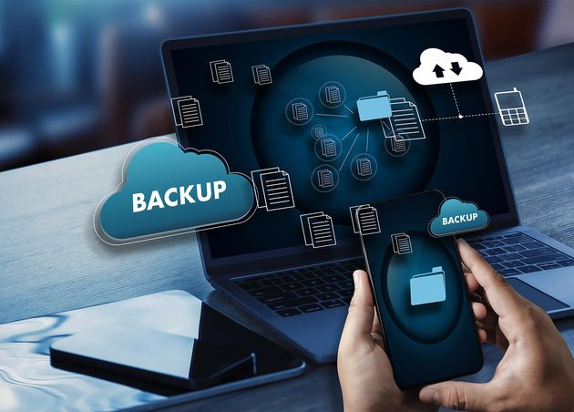 Storage Backup Download Computing Digital Data Transferring Document Database Cloud Laptop Communication Concept Transfer Download Sharing Multimedia