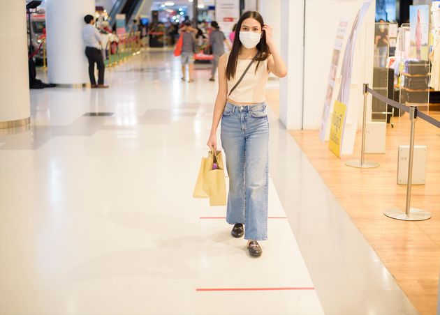 Bangkok Thailand Social Distancing Measure Covid 19 Prevention Shopping Center