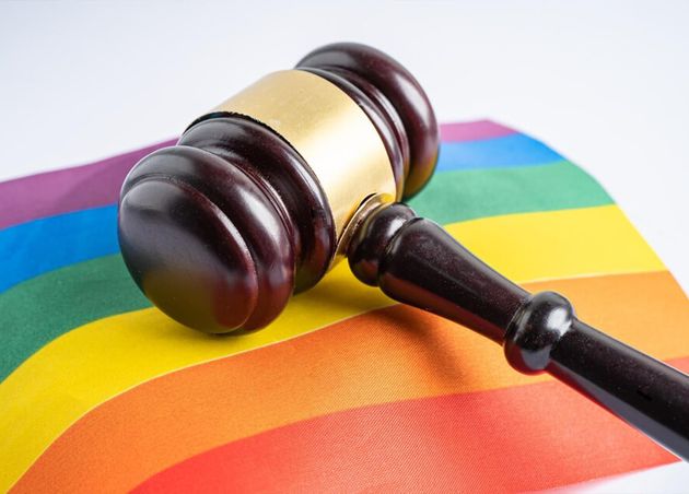 Gavel Judge Lawyer Rainbow Flag Symbol Lgbt Pride Month Celebrate Annual June Social Gay Lesbian Bisexual Transgender Human Rights