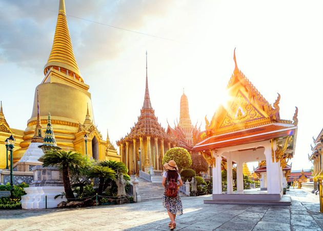Asian Lady Walking Travel Wat Phra Kaew