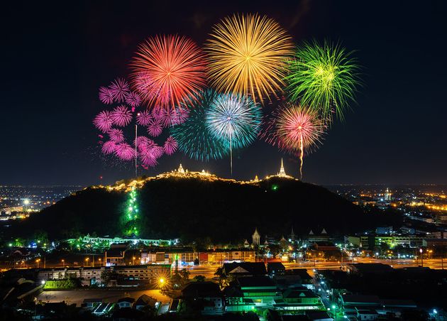 Phra Nakorn Kiri Firework Festival Night Phetchaburi Thailand