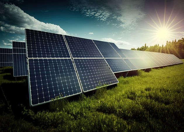 Photovoltaic Solar Power Panel Field Green Clean Alternative Power Energy Concept Ai Generative