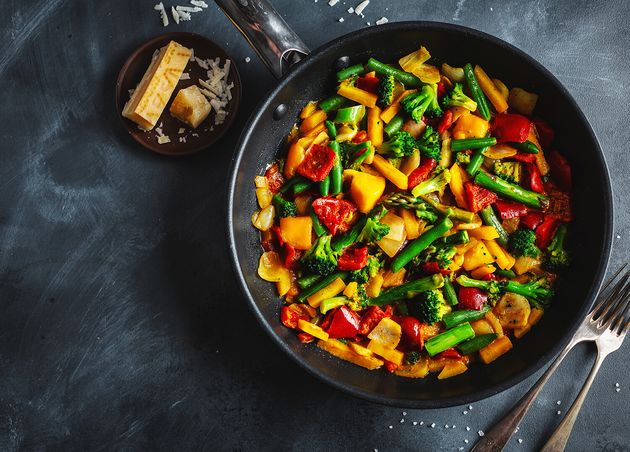 Fried Vegetables with Sauce Pan