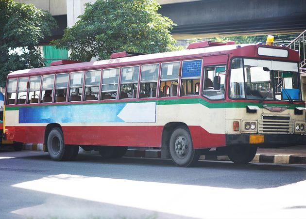Thai Public Bus Transportation Travel Traffic Road Scenr