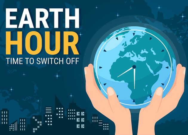 Happy Earth Hour Day Illustration with World Map Time Turn off Sleep Hand Drawn Templates
