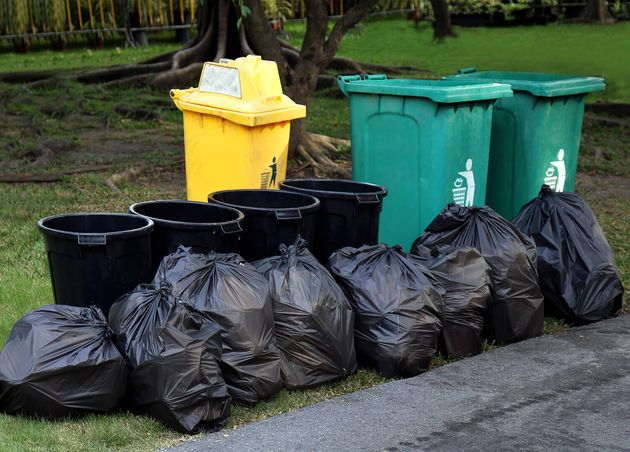 Bin Waste Plastic Garbage Black Bag Bin Pile Bin Trash Junk Dirt Garbage Bag