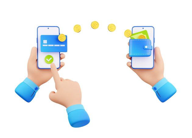 3D Render Money Transfer Mobile Banking Online