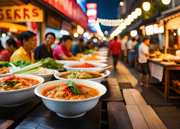 Food Stall with Sign that Says Thai Food