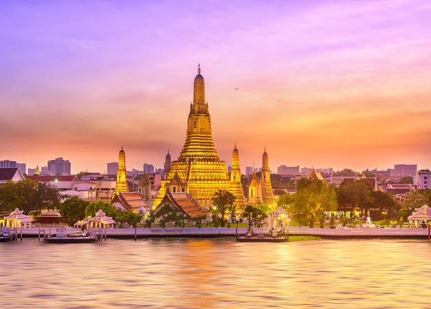Beautiful View Wat Arun Temple Sunset Bangkok Thailand