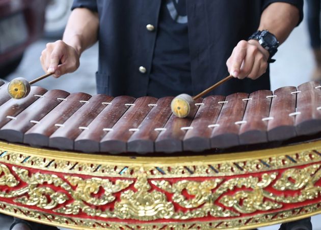 Hands Playing Ranat Ek A Traditional Thai Music Instrument