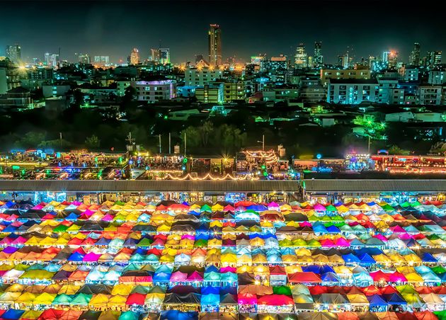 Bangkok Thailand Train Night Market Ratchada Gathering Food Clothing Jewelry Many More Thais Foreigners like Come Here Amazing Thailand