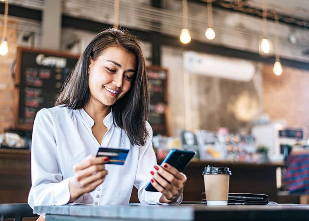 Pay Goods by Credit Card through Smartphone Coffee Shop