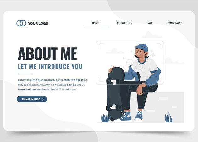 Organic Flat Design about Me Web Template Illustrated