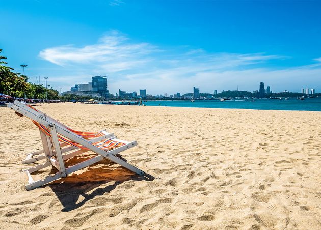 Beach Chair Tropical Beach Pattaya Thailand with Beautiful Turquoise Ocean Water