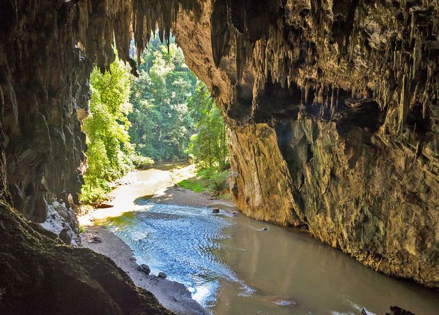 One Side Entrance Cave with Stalagmite Stalactite Tham Lod National Park Mae Hong Son Province Thailand
