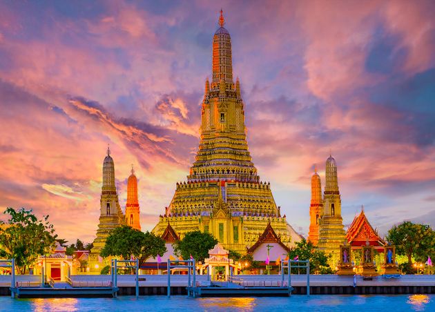 Temple Bangkok with Colorful Sky