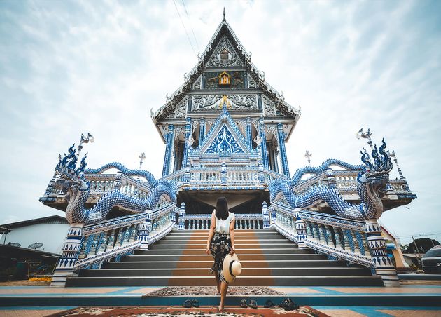 Travel Woman Thai Temple