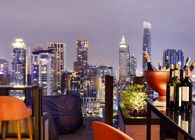 Bangkok City View Point from Rooftop Bar Overlooking Magnificent Cityscape City Light