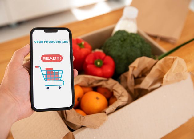 Smartphone with Groceries Delivery Application