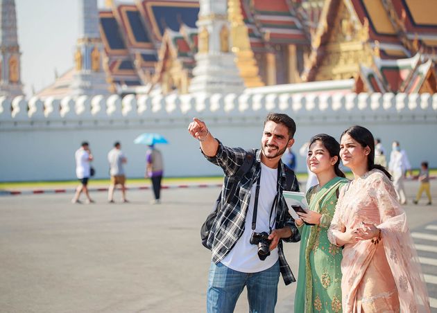 Tourists Walking Bangkok Thailand