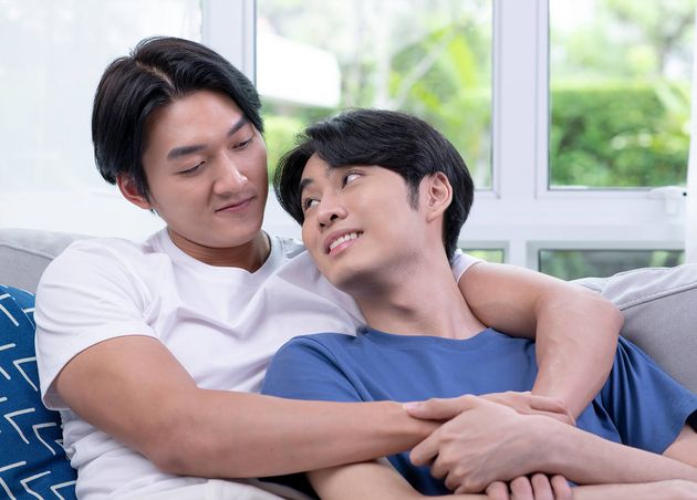 Asian Gay Couple Love Moments Happiness Concept Lgbt Male Couple Lifestyle Concept