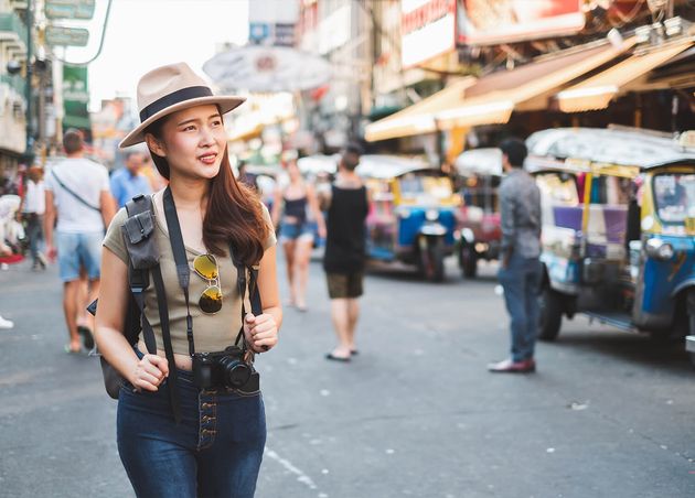 Asian Woman Tourist Backpacker Travel Bangkok Thailand