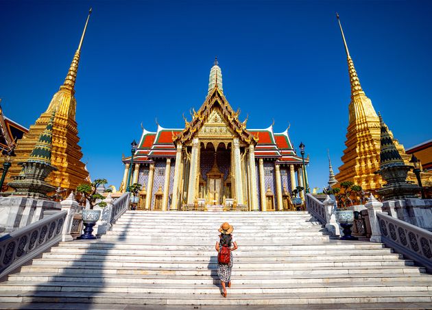 Asian Lady Walking Travel Wat Phra Kaew