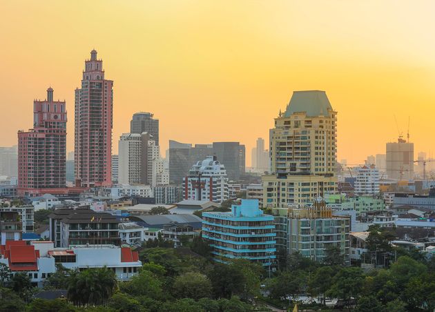 Aerial View Bangkok Modern Office Buildings Condominium Living Place Bangkok City