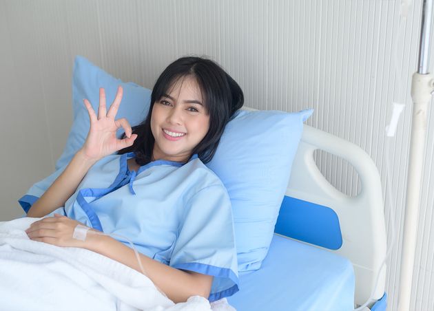 Hopeful Happy Young Patient Woman Hospital Healthcare Medical Concept