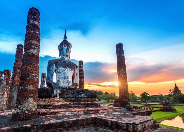 Buddha Statue Wat Mahathat Temple Precinct Sukhothai Historical Park