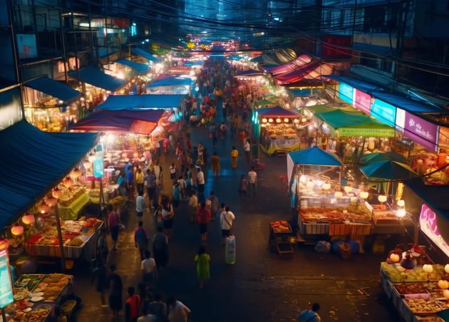 Night Market Bangkok with Sign that Says Night Market